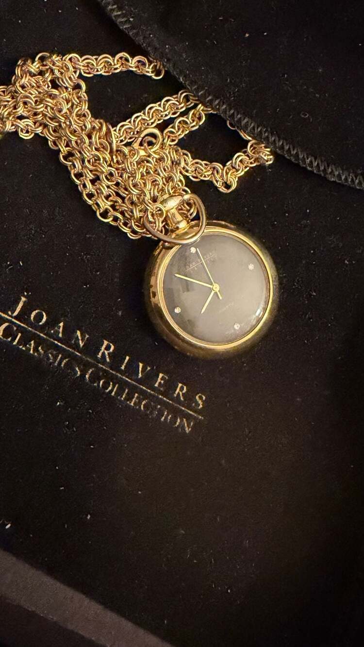 Joan Rivers Classics Collection Gold Tone Pendant Pocket Watch Necklace